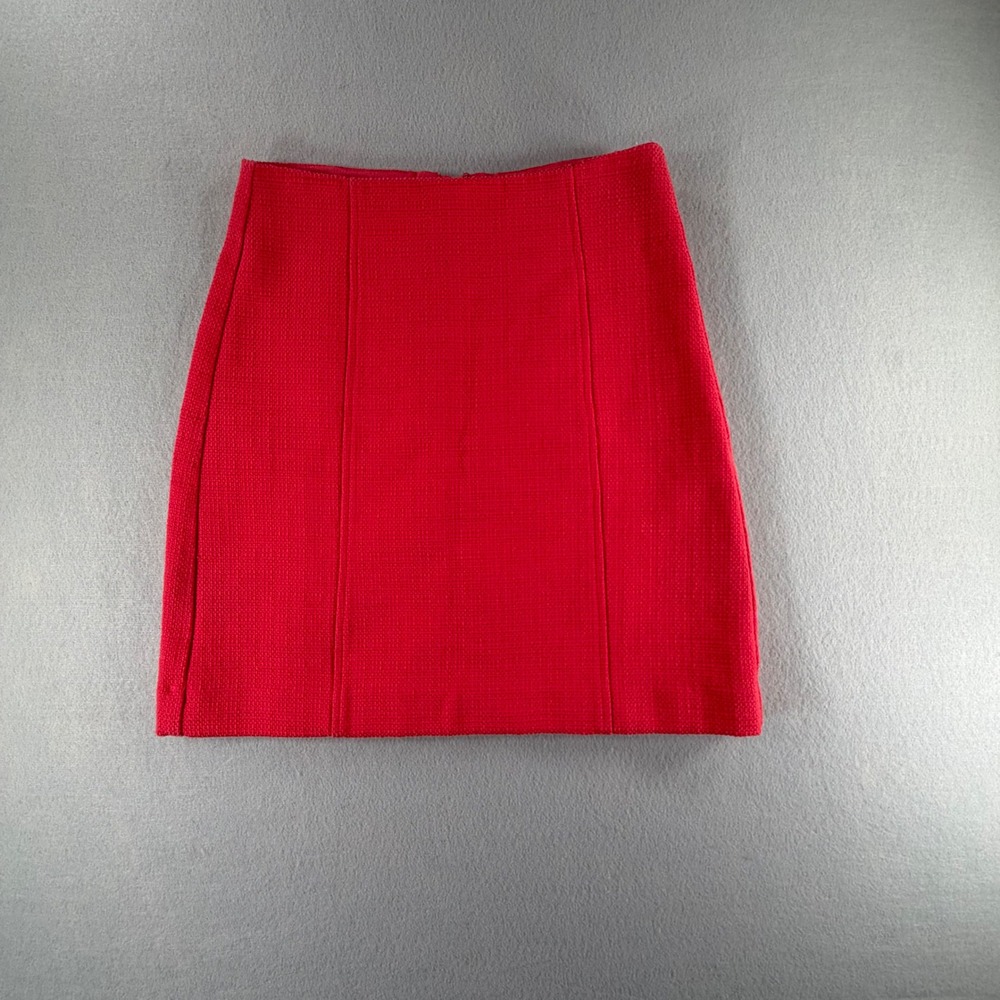 LOFT Mini Skirt Womens 0 Red Tweed A-Line Textured Back‎ Zip Workwear Preppy Y2K